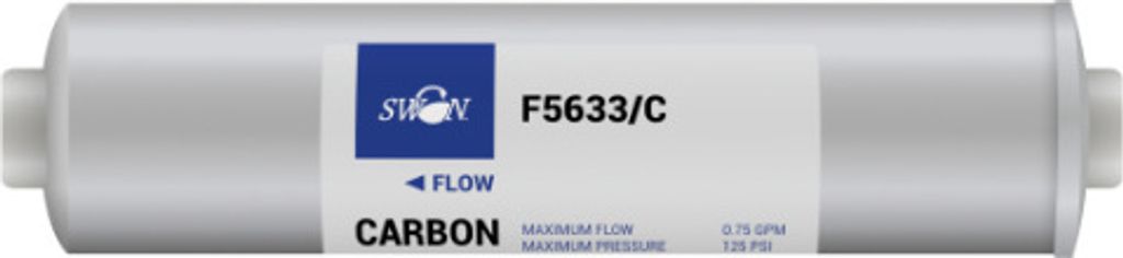 Swan Inline Aktivkohle Wasserfilter 12 Zoll für Umkehrosmose, Filtersystem, 1/4“ Zoll (6,35 mm) Anschluss