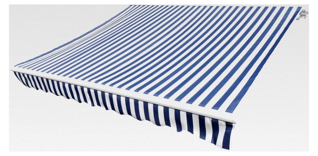 Markisenbespannung Canvas Blau & Weiß 450x300 cm für Außenbereiche, Gärten und Innenhöfe
