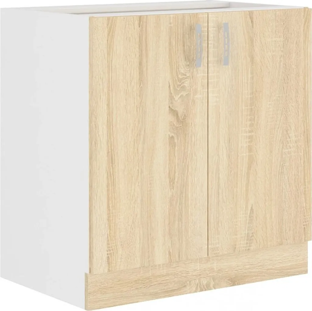 Buffet bas de rangement 80 cm SABRYA chêne et blanc pour salon et bureau