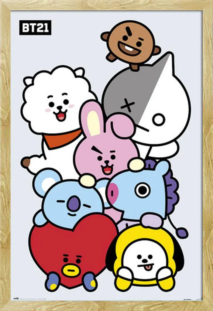 Set Poster BT21 + Cornice Shinsuke 61x91,5 Vetro Acrilico - Offerta