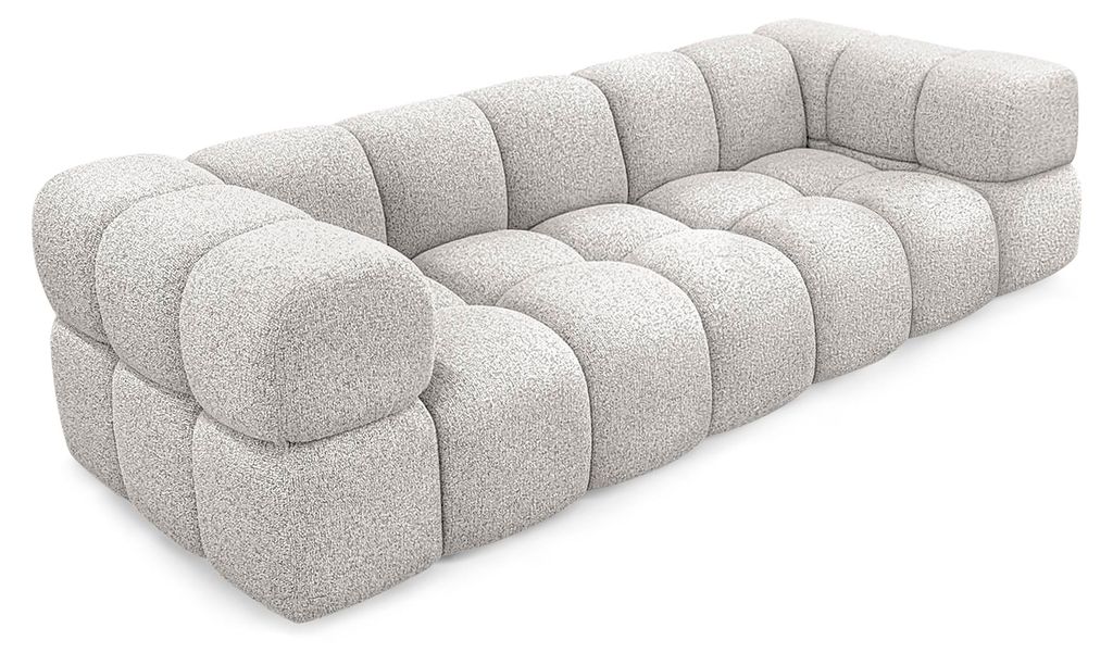 Sofiland Averro 4-Sitzer Sofa 280 cm Bubble-Steppung Strukturstoff Hellgrau