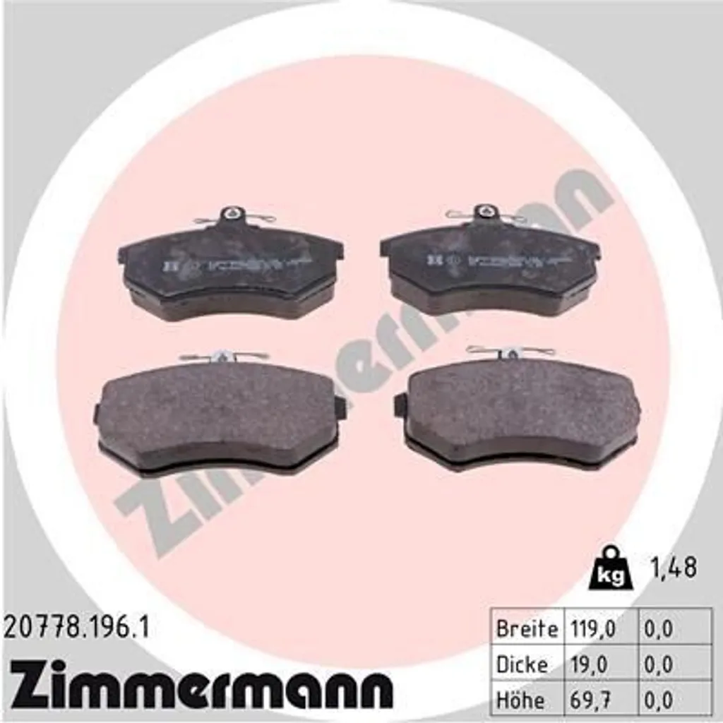 Stop Sifflements Plaquettes Frein Zimmermann 20778.196.1 A4 8D