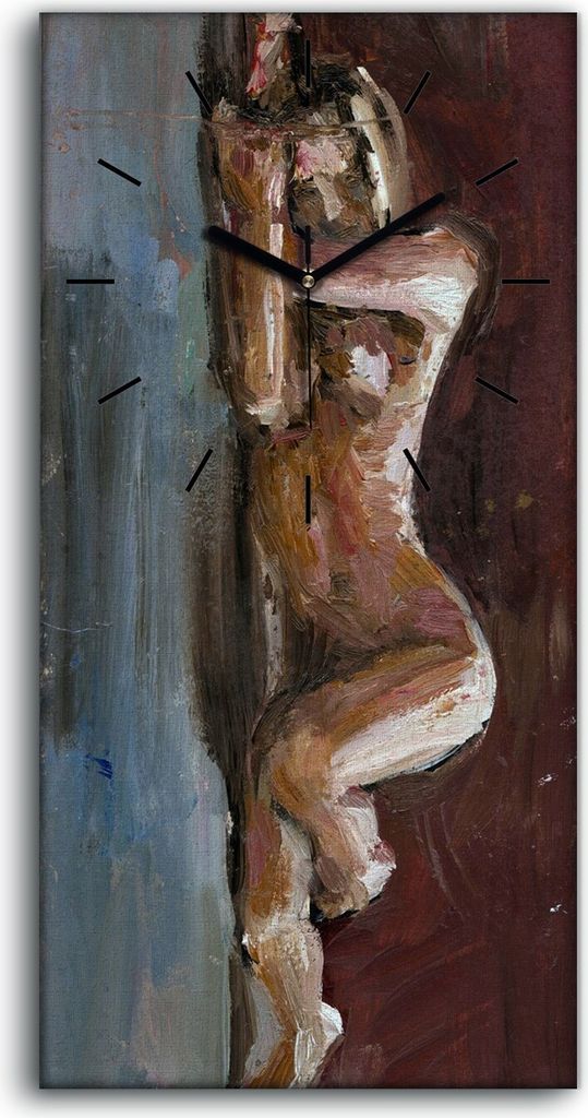Leinwand Wanduhr Wandkunst Uhr 30x60 Malerei Abstrakte Frauen Anatomie Kunst - schwarze Hände
