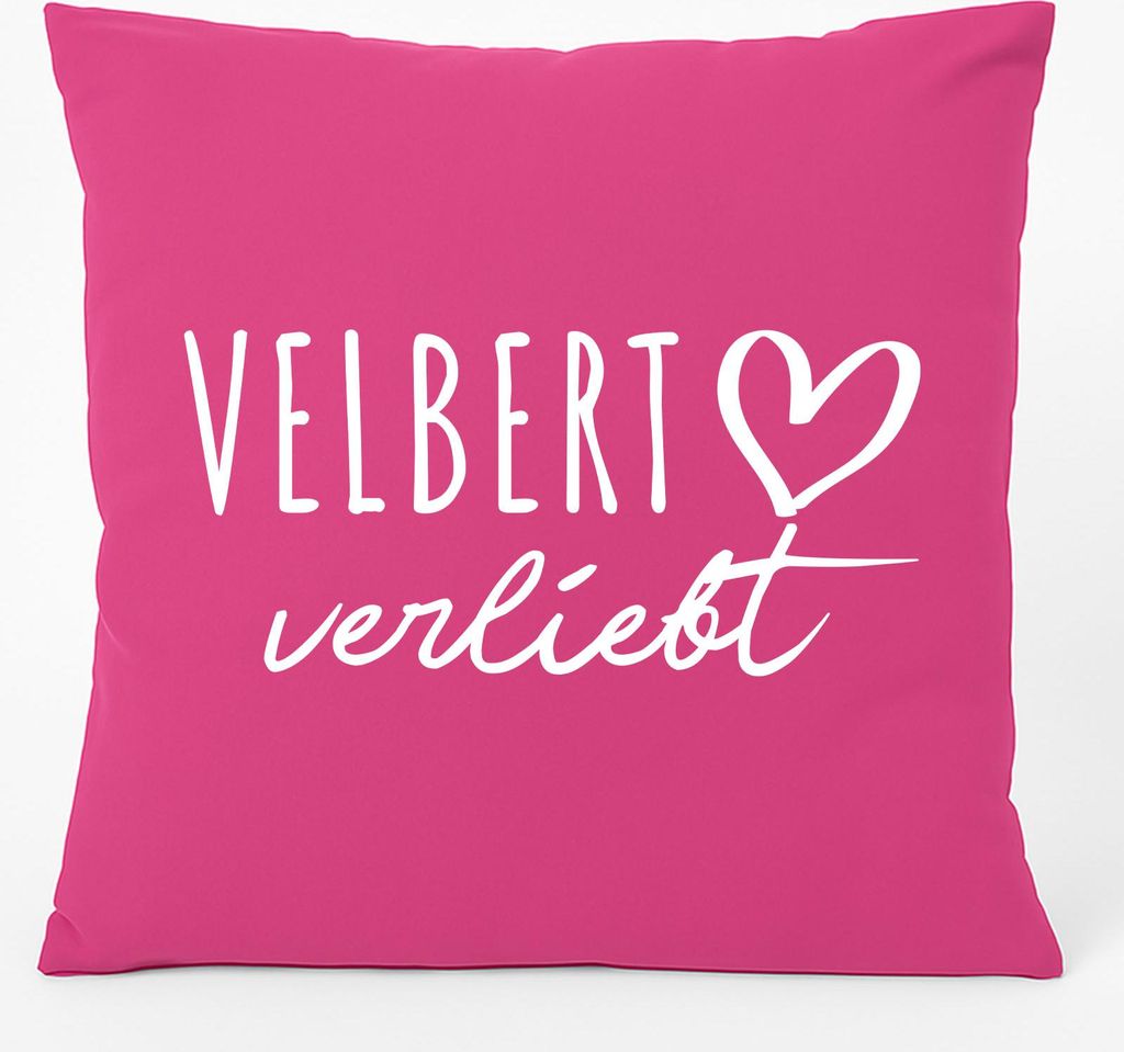 Huuraa Kissen Velbert verliebt 40x40cm mit Füllung Fuchsia Baumwolle Dekokissen Geschenkidee