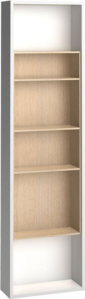 Regal Minnea 12, Farbe: Weiß / Eiche - Abmessungen: 240 x 57 x 22 cm (H x B x T)