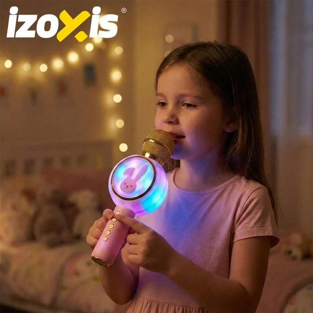 Izoxis 27048 Microfono Karaoke Rabbit Rosa - Regalo Perfetto per Bambini - 5