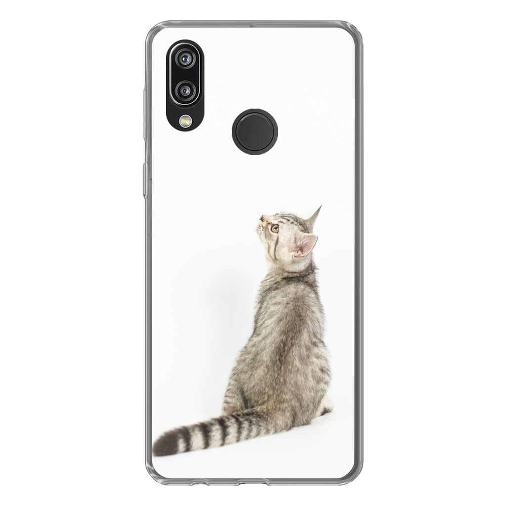MuchoWow Handyhülle Schutzhülle Hülle für Huawei P20 Lite (2020) Katze - Haustiere - Fell Silikon Softcase Handy Hülle - Kartenhalter
