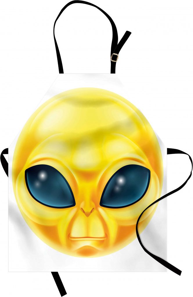 ABAKUHAUS Emoticon Kochschürze, Alien-Raum-Gelb Gesicht UFO, Maschienenwaschbar Wasserdicht kein Verblassen, Gelb und Blau