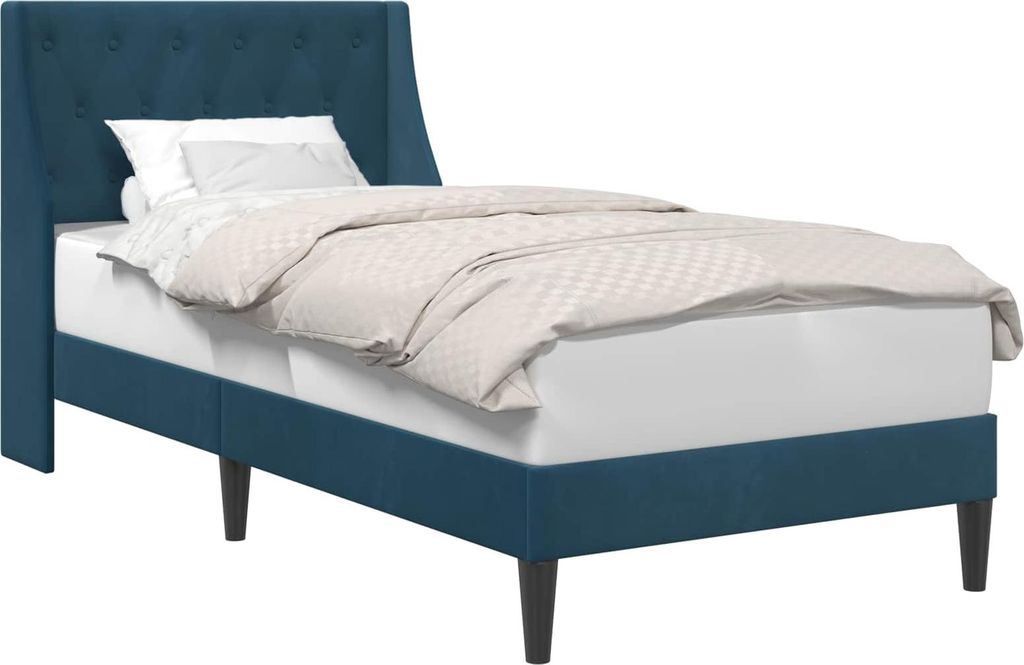 vidaXL Bettrahmen mit Kopfteil Blau 80 x 200 cm Samt