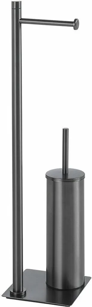 Supporto Bagno TRILLY Gun Metal: Portarotolo e Scopino Moderno