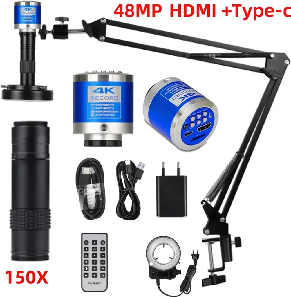 Microscope 4K 48MP à Grossissement 150X avec Capteur Haute Sensibilité