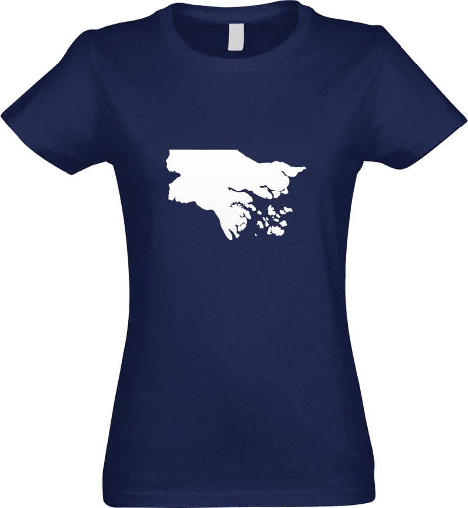 Kiwistar - T-Shirt tailliert - Damen - Navy - Guinea-Bissau Umriss Kontur - mit Motiv Bedruckt - Funshirt Design - Sport - Freizeit - Damen - XL