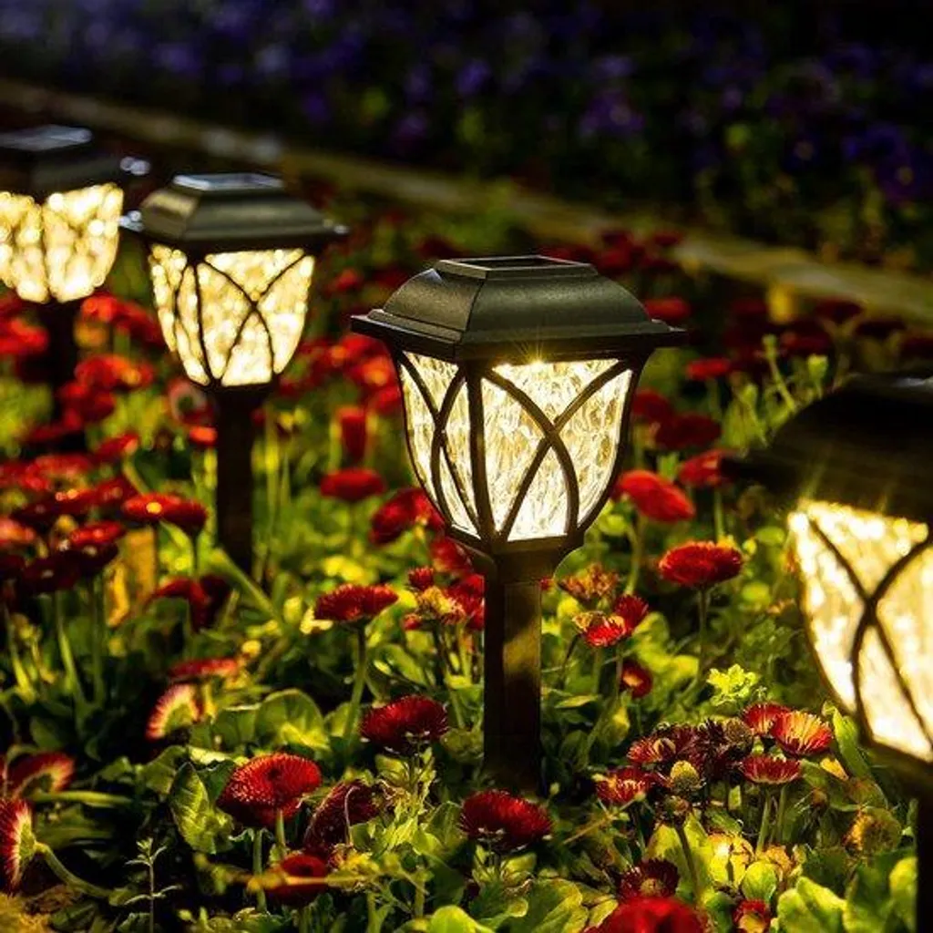 Lot 6 lampes solaires LED blanc chaud pour balisage allée et déco jardin