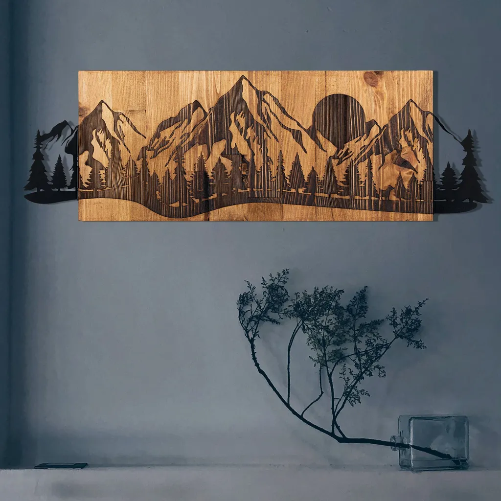 Tableau Métal Noir Wallity Sundown au Design Minimaliste 75,5 cm Long