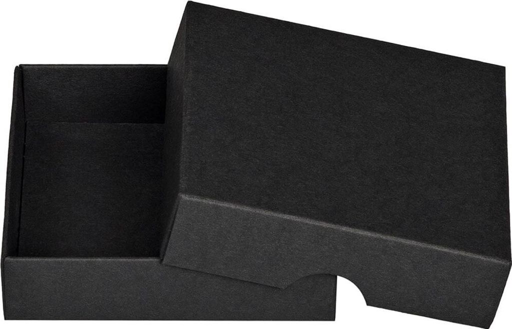 Faltschachtel 10,4 x 10,4 x 2,5 cm, Schwarz, Deckel, Recyclingkarton - 10er Set