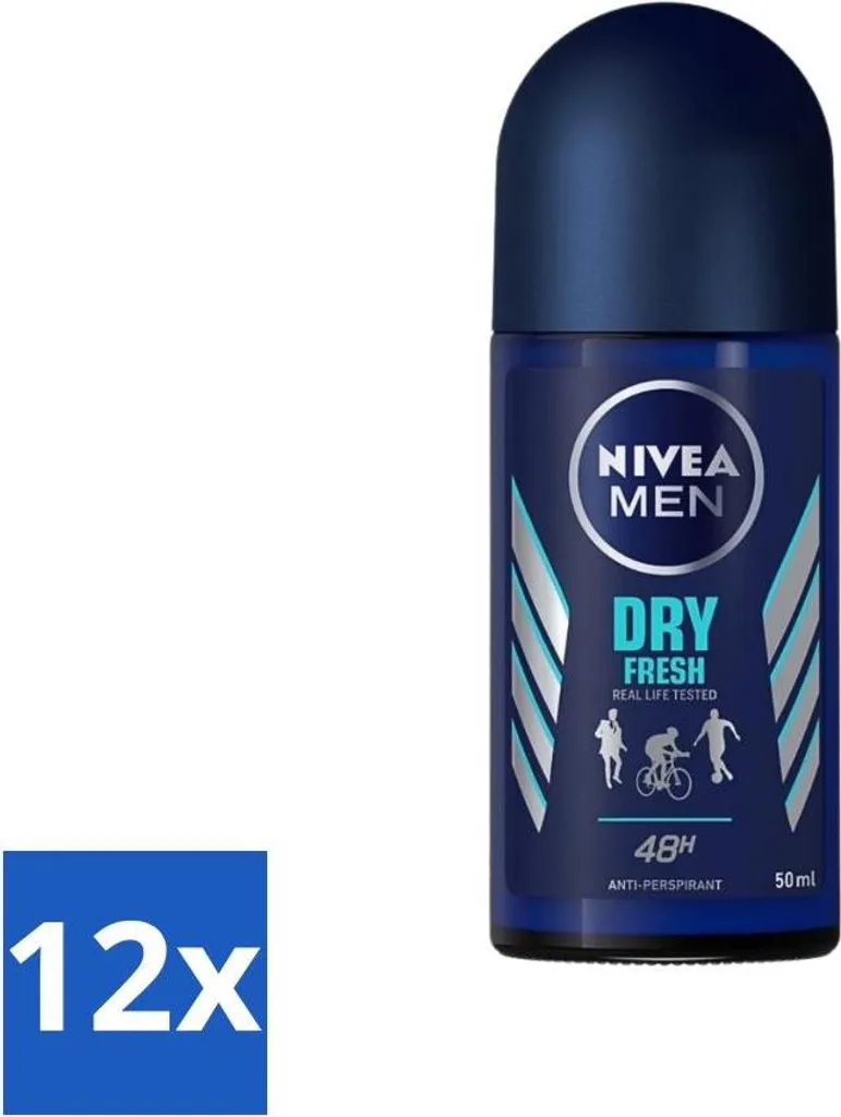 Stock 12x Nivea Men Dry Fresh Roller 50ml - Deodorante Uomo 48h