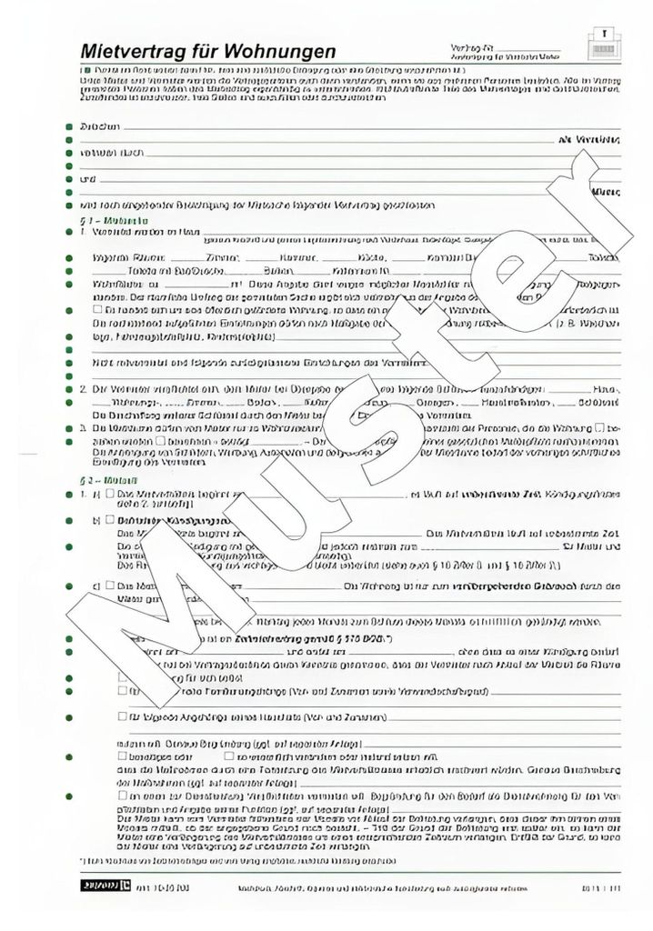 BRUNNEN Vertragsformular Mietvertrag Wohnungen A4 6 Blatt