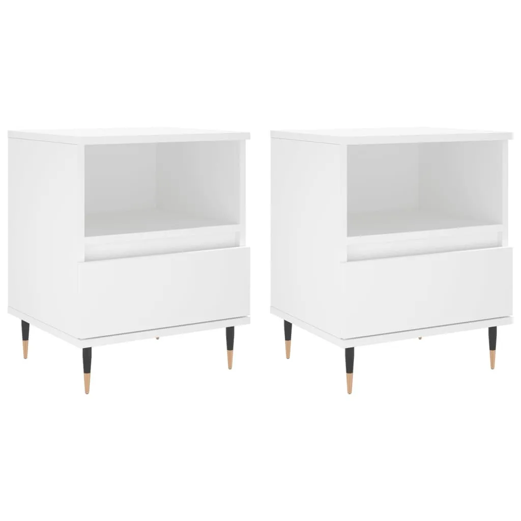SYFAX™ Comodini 2pz Bianchi 40x35x50 cm in Legno Multistrato
