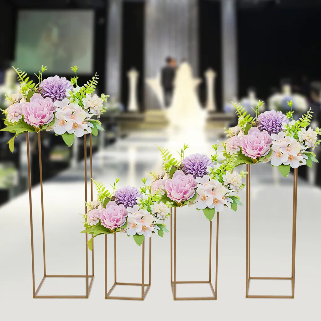 Support de fleurs en métal doré résistant pour centre de table mariage - 3