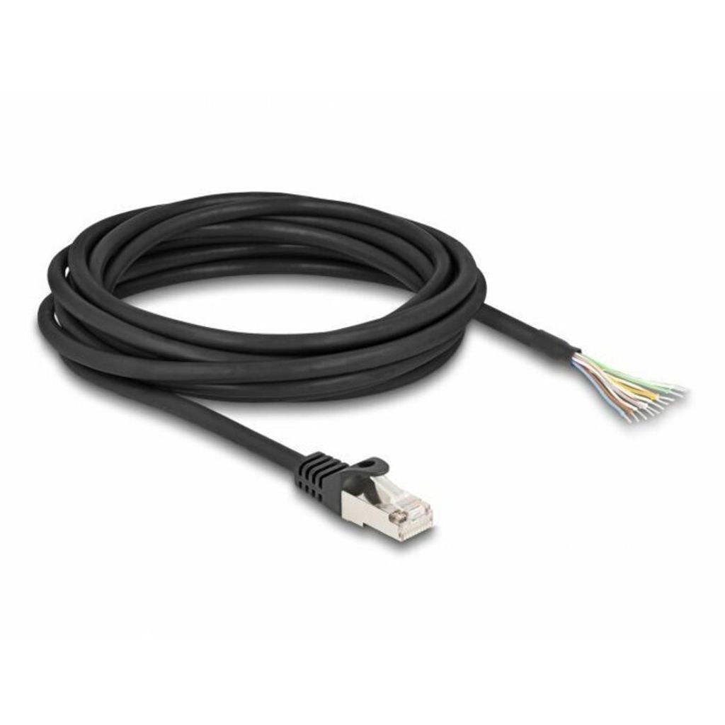 Delock - Netzwerkkabel - RJ-50 (M) zu ohne Stecker - 5 m - S/FTP - ohne Haken - Schwarz