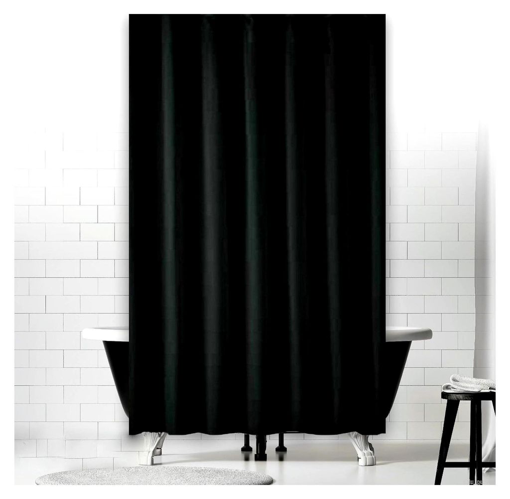 KS Handel 24 Textil Uni SCHWARZ 240 x 230 cm ÜBERLÄNGE! 240 BREIT x 230 HOCH! Shower Curtain Black Outsize!