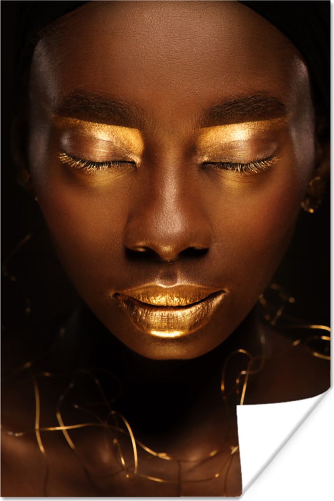MuchoWow Poster Schwarz und Gold - Schmuck 60x90 cm - Wanddekoration
