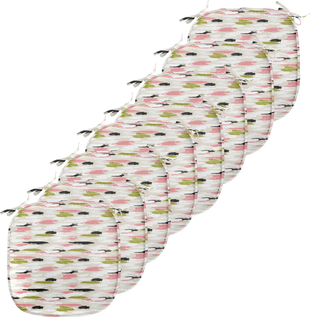 ABAKUHAUS Lot de 8 Coussins de Chaise Rayures Épaisses 40x40 cm Corail