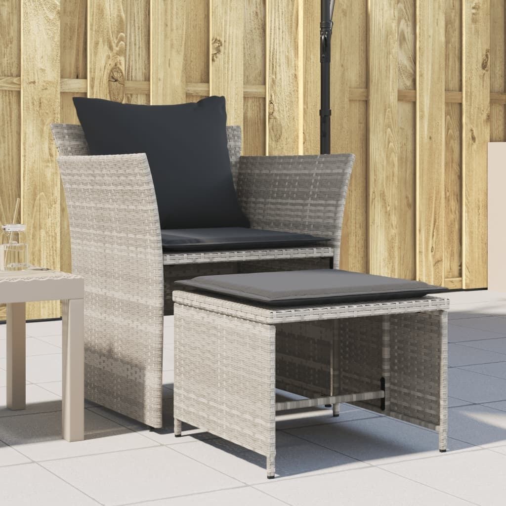 Schlichtes Gartenmöbel Set Balkonmöbel-Set Gartenstuhl mit Fußhocker Hellgrau Poly Rattan - Gartenmöbelgarnituren DE6388745 1parcel