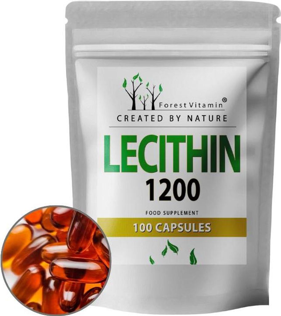 Lecithin 1200mg - 100 Kapseln - Sojalecithin - Mit Vitamin E - Forest Vitamin
