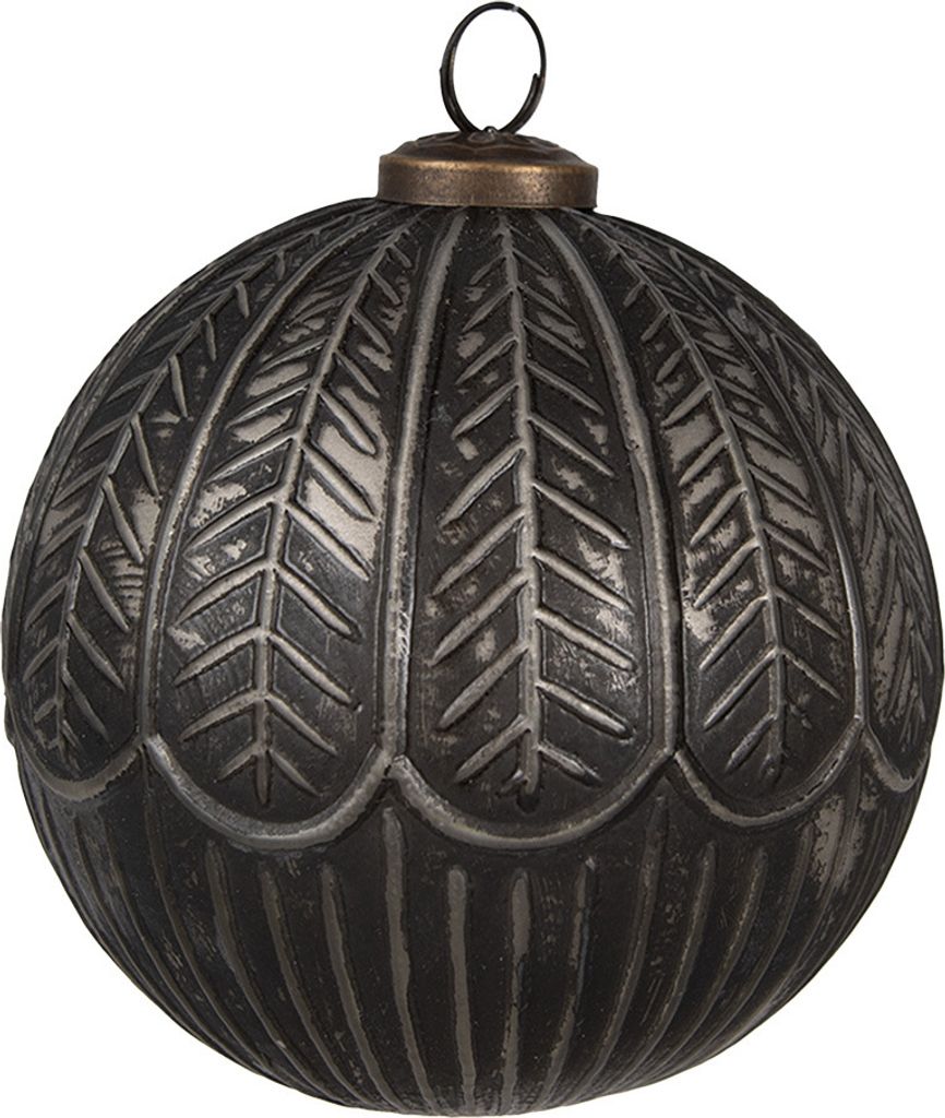 Guaina natalizia Clayre & Eef Ø 12x12 cm in vetro nero Immagine del prodotto 