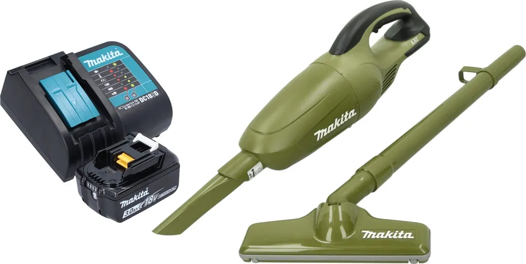 Kit Aspirapolvere Makita DCL180 SFO 18V Olive + Batteria e Caricatore