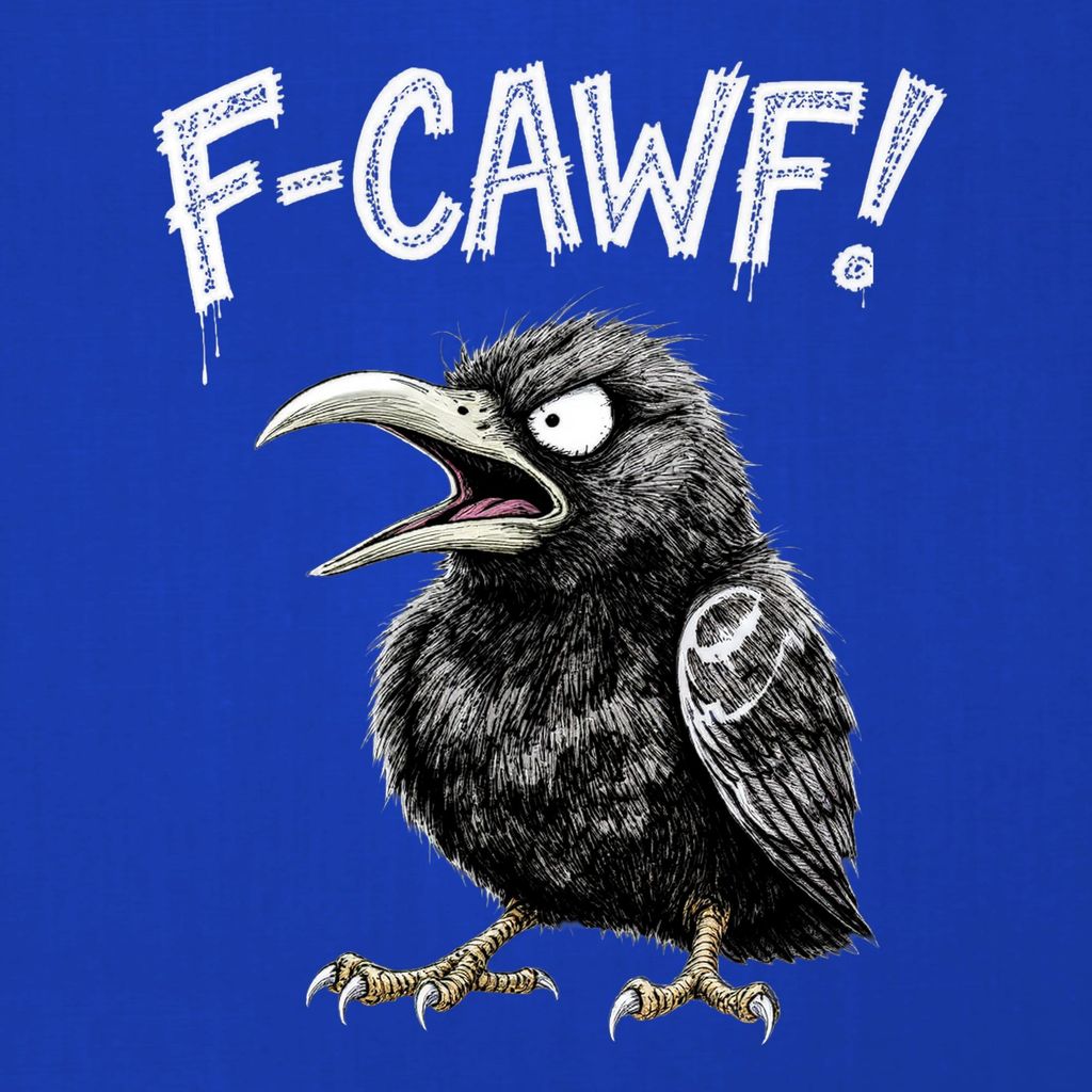 F CAWF wütender Rabe schwarzer Schnabel Krallen lustig Halloween Herren T-Shirt, Blau, XL