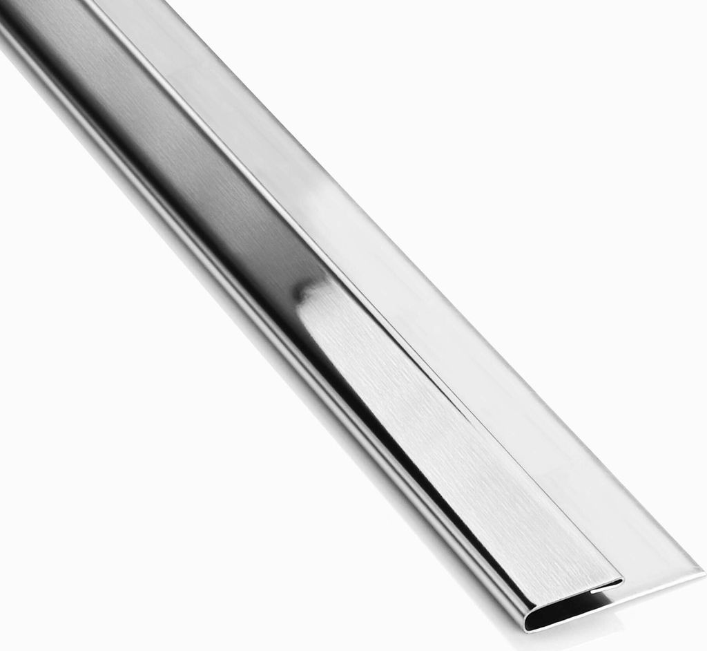 Vinyl Abschluss- / Einfassprofil Edelstahl V2A L250cm H2mm, silber gebürstet