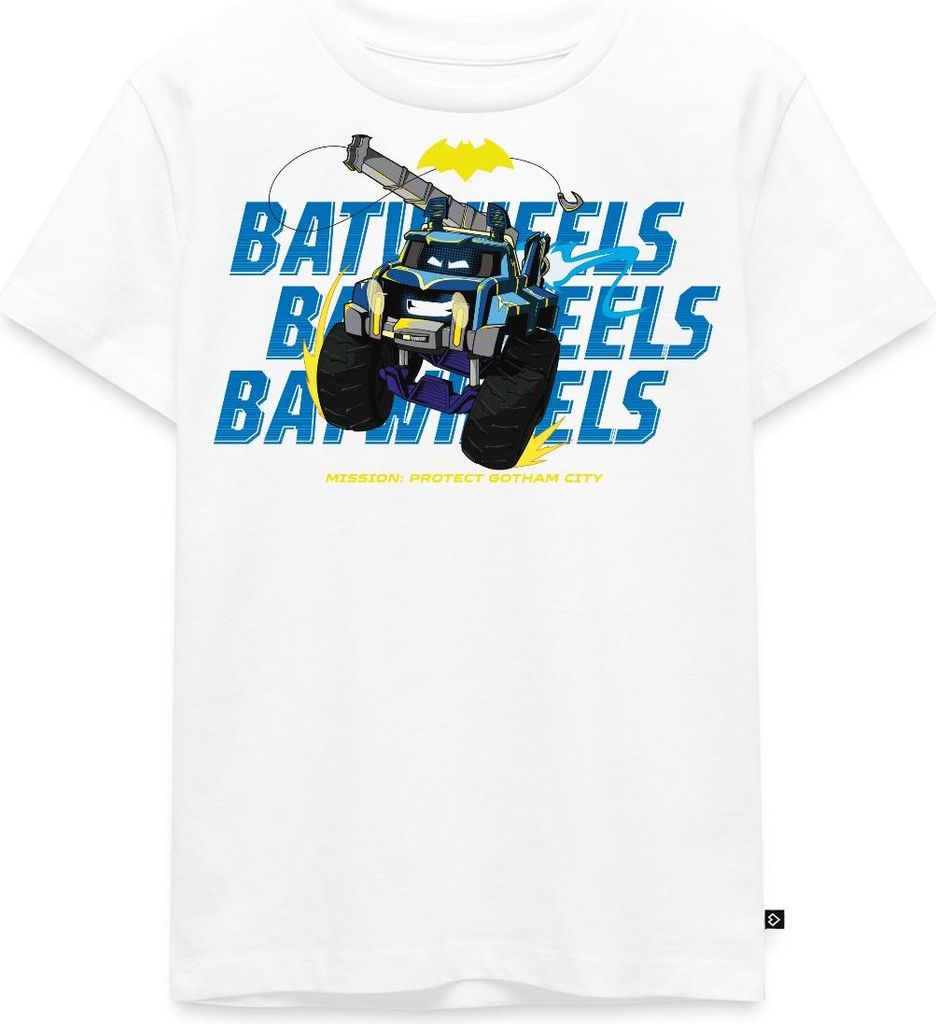 Spreadshirt Batwheels Mit Schriftzug Protect Gotham City Kinder Premium T-Shirt, 110/116 (4 Jahre), Weiß