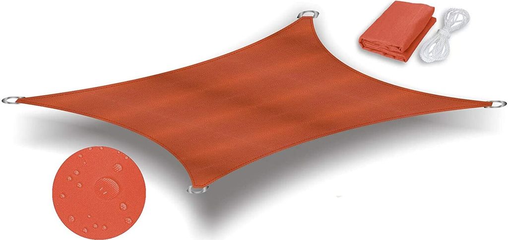 Sonnensegel Rechteckig Oxfordgewebe HDPE Wasserdicht UV Schutz 95% Sonnencreme Sonnenschutz Garten Balkon und Terrasse Orange 3x4m