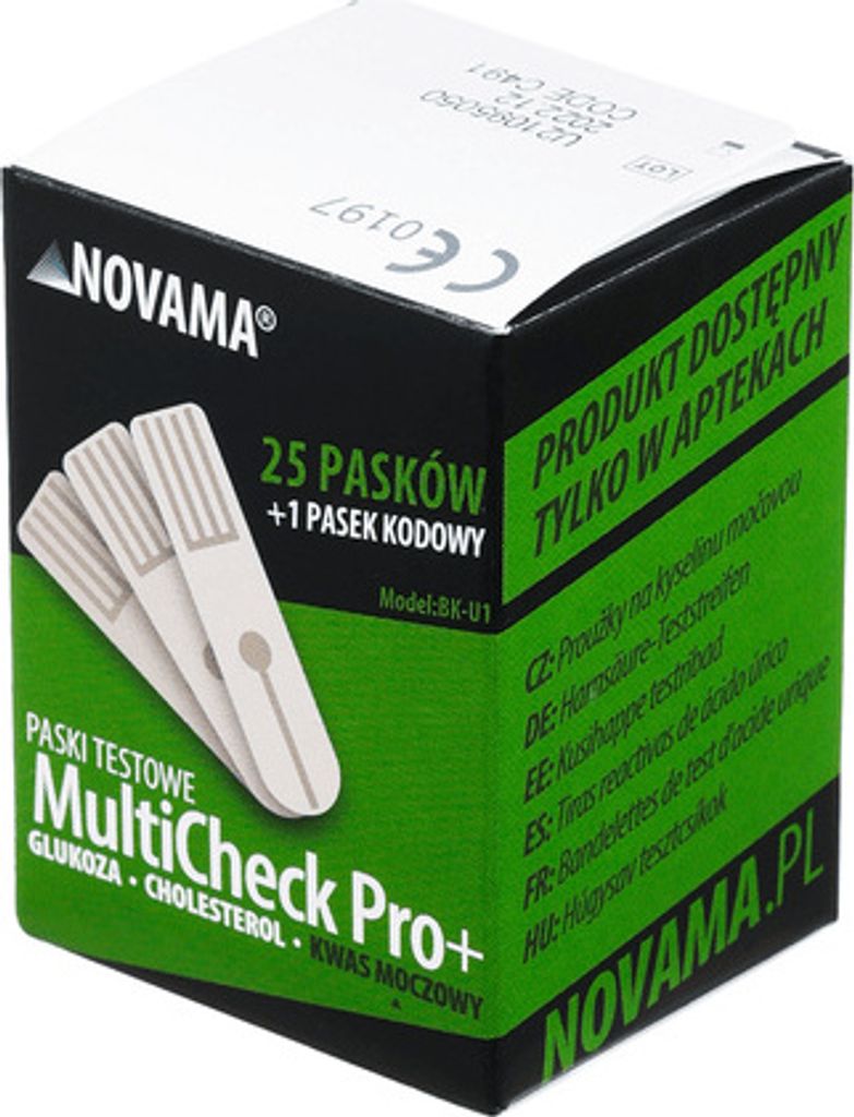 NOVAMA MULTICHECK PRO +, strisce reattive per acido urico, Immagine del prodotto 