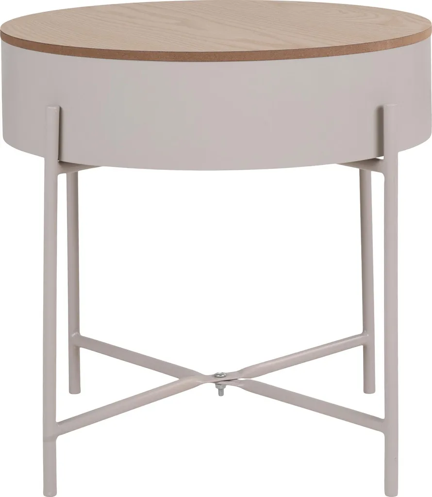 Table Basse Sisco Ø40cm Beige et Gris, Mobilier Compact Style Épuré
