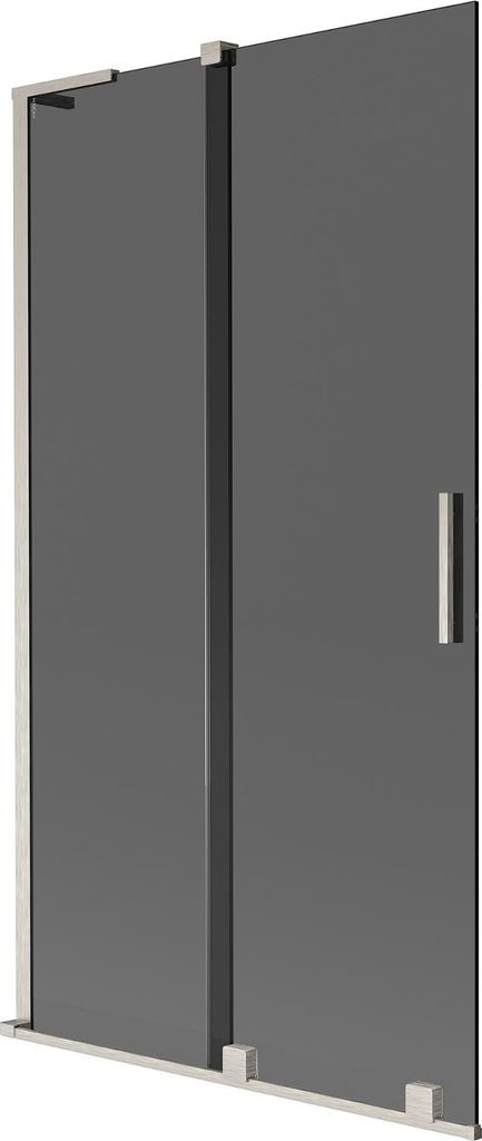 Mexen Velar L Duschwand, 2-flügelig, verschiebbar, 100 x 150 cm, Grafit, gebürsteter Nickel - 896-100-003-41-97