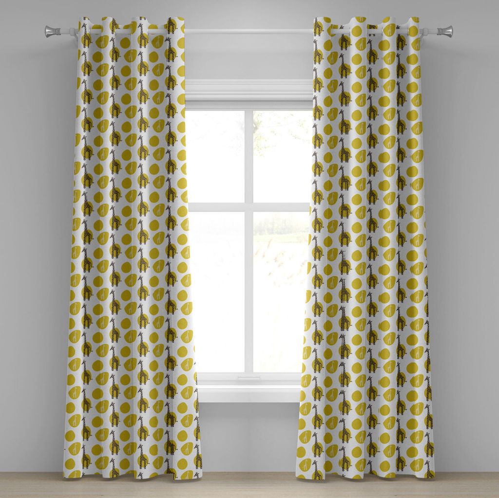 ABAKUHAUS Giraffe Ösenvorhang, Wildes Tier-Kunst-Safarimuster mit grünen Stellen für Baby-Kinder, Dekorative 2-Panel-Fenstervorhänge, 280 cm x ...