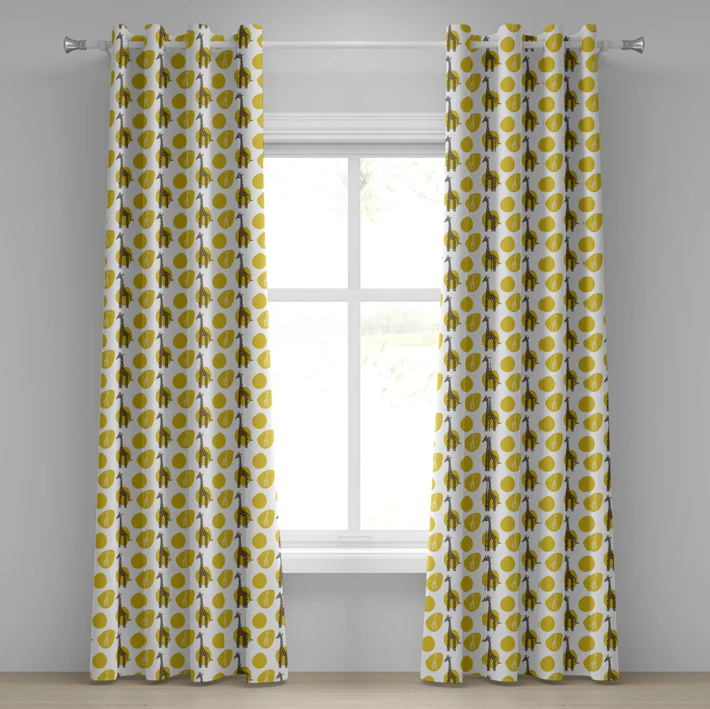 Rideau girafe 280 x 245 cm avec œillets intégrés coloris jaune et vert