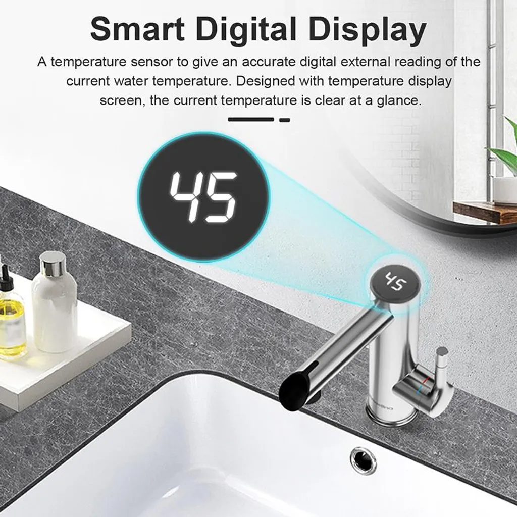 Chauffe-eau instantané de robinet métal argenté pour studio et WC - 5
