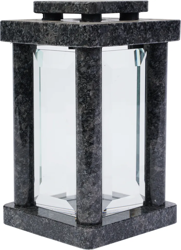 Lanterne funéraire anti-vent en granit Steel Grey durable et stable