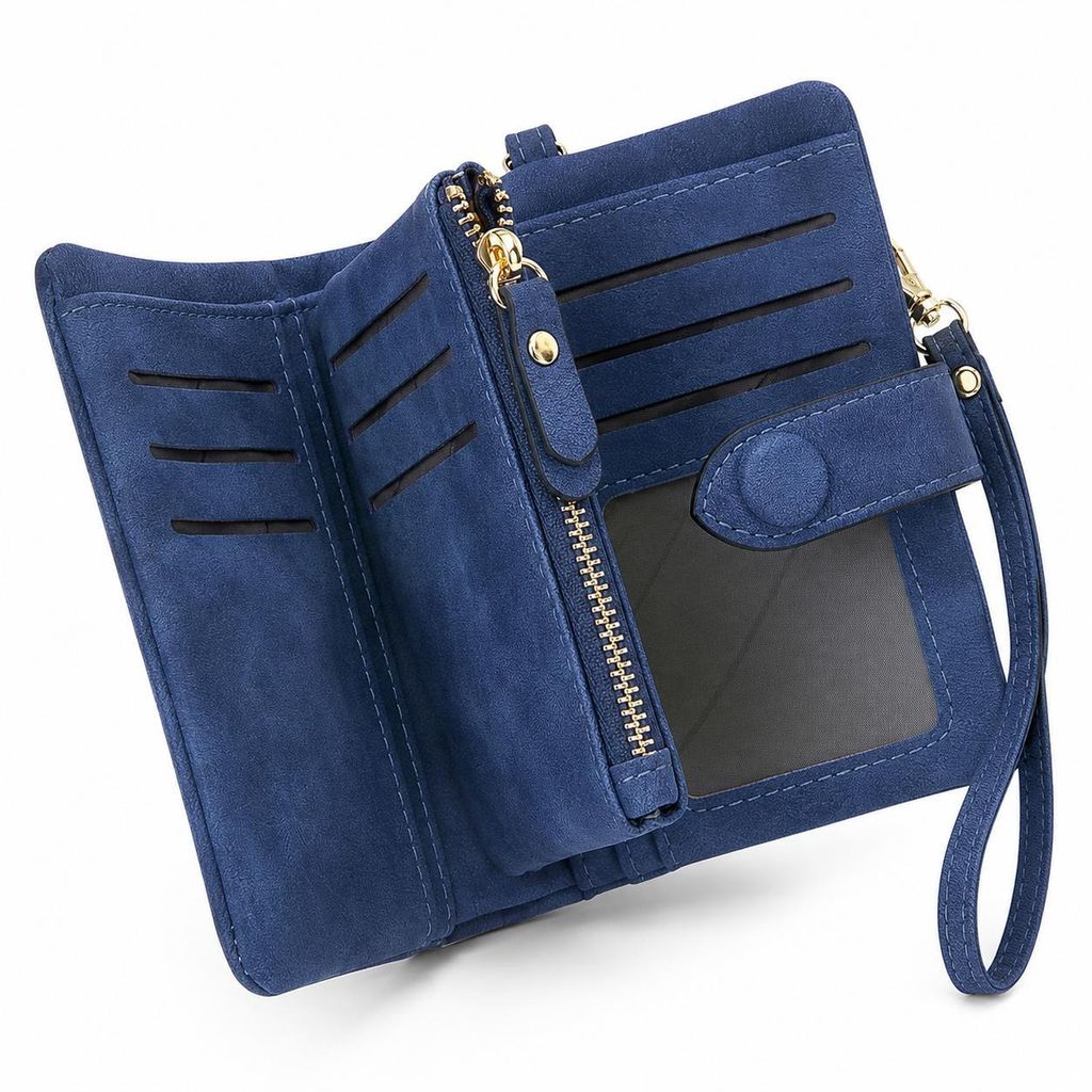 Damen Geldbörse RFID Schutz Blau – Portemonnaie mit Produktbild 