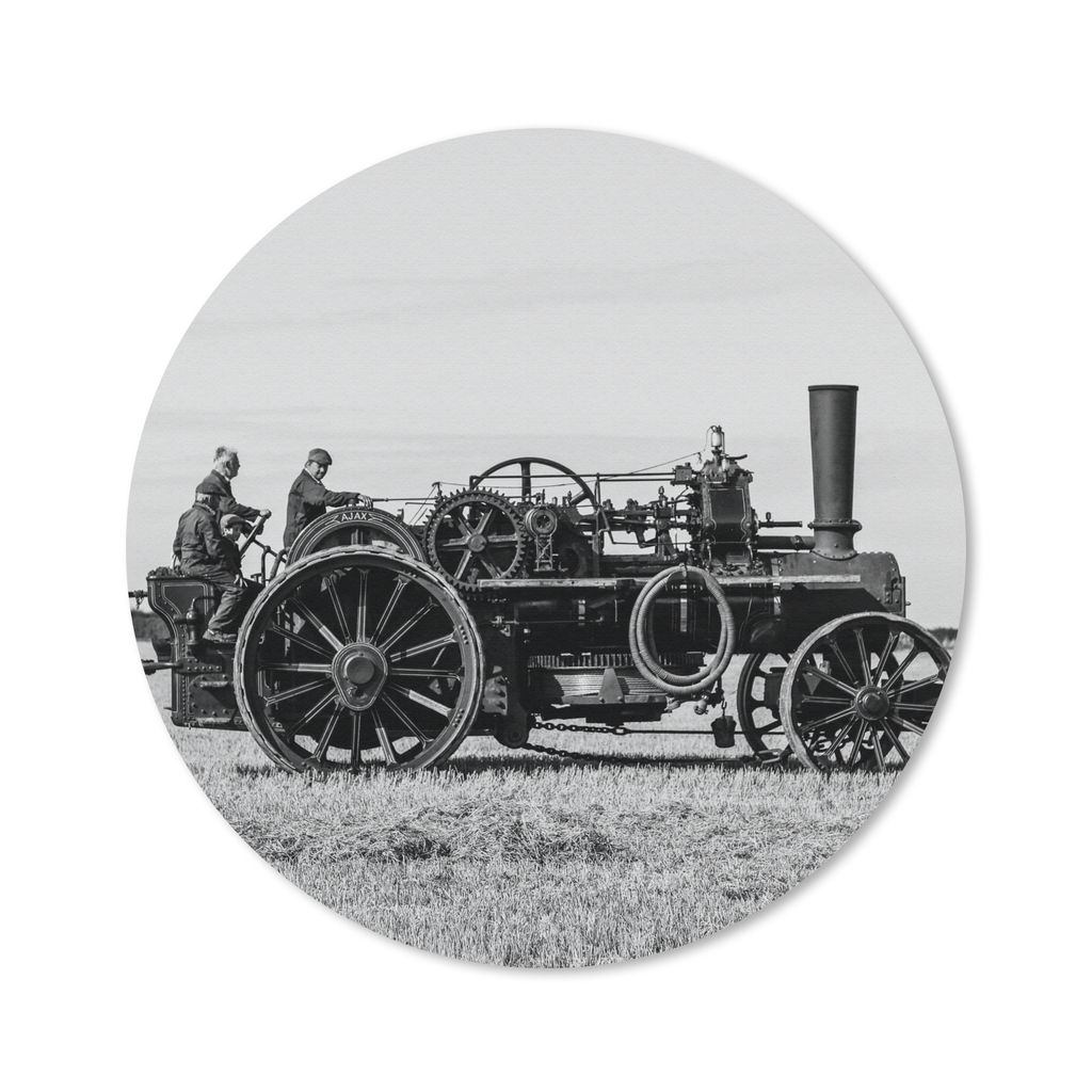 MuchoWow Mauspad Mousepad Traktor - Schwarz - Weiß - Bauernhof - Vintage 30x30 cm - Mousepads - Maus Mat - Pad - Mausunterlage - Tischunterlage ...
