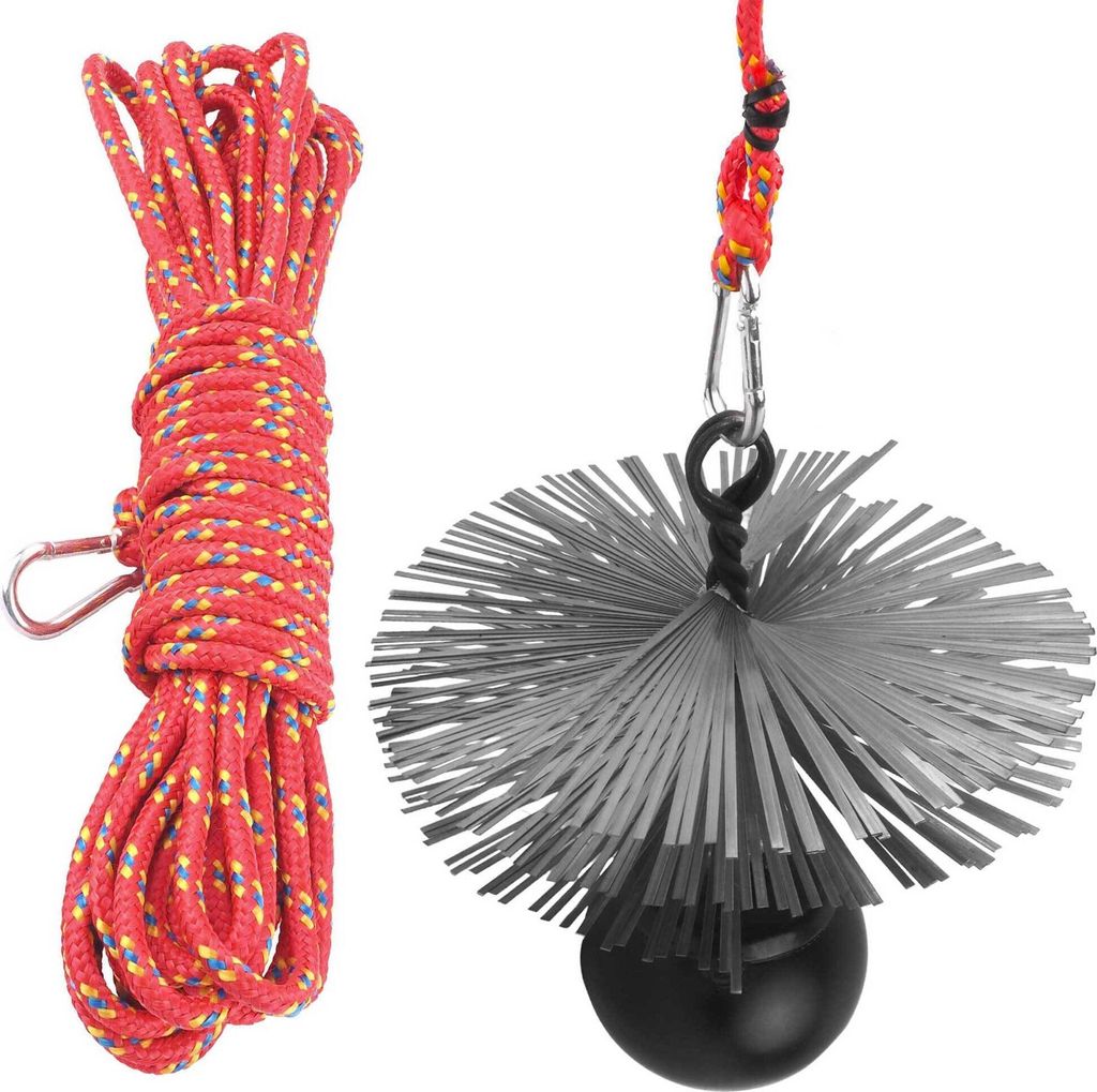 BAUSTER Kaminreinigungsset: Schornsteinkugel 2,5kg + Seil 20m + Kaminbesen 250mm Komplettangebot Reinigungsset für Schornsteine Schornstein-Komp...