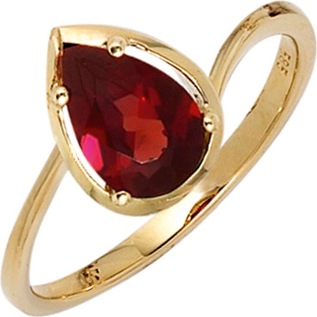 Ring Damenring mit Granat dunkelrot 585 Gold Gelbgold Fingerschmuck Innenumfang 50mm Ø15.9mm