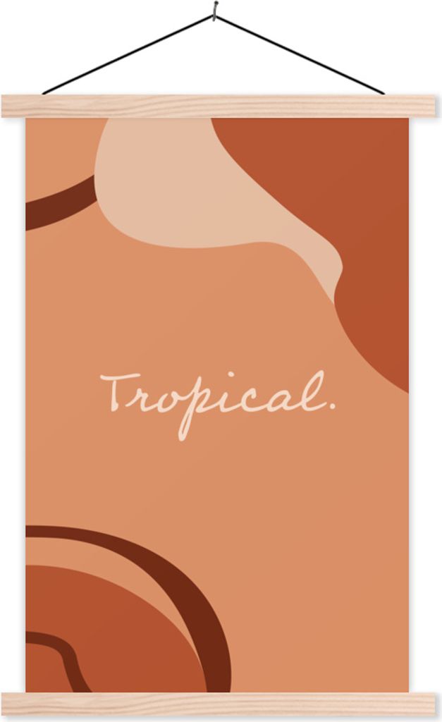 MuchoWow Textilposter Sommer - Zitat - Tropisch 60x90 cm mit holzfarbenen Rahmen - Textil