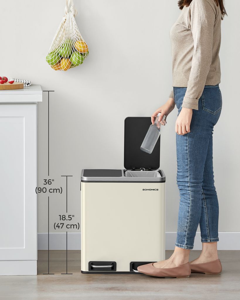 SONGMICS Kuchyňský odpadkový koš, 2 x 15 litrů, systém Obrázek produktu 
