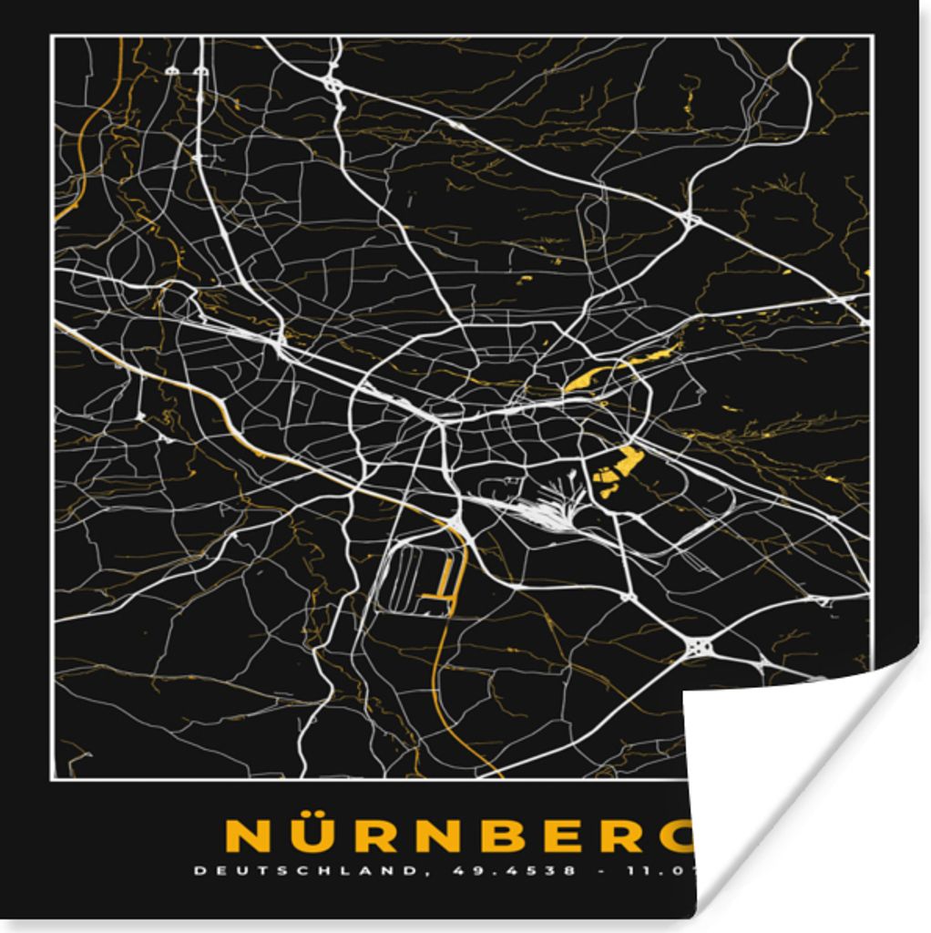 MuchoWow® Poster Nürnberg - Stadtplan - Karte - Gold - Produktbild 