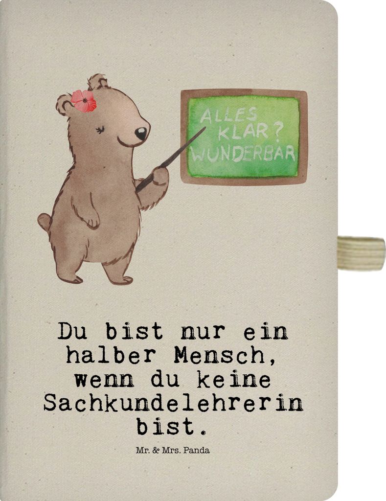 Mr. & Mrs. Panda notizbuch Sachkundelehrerin Herz - Transparent - Geschenk, Witzig, Grundschule, Journal, Lustig, a4, Kariert, Kladde, Sachkundeunt...